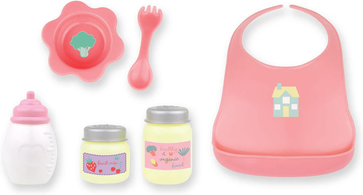 - Doll High Chair | Fits Dolls up to 17" | Easy to Clean | Simple Assembly | 7 Piece Play Set| Ages 2+, Pink/Blue