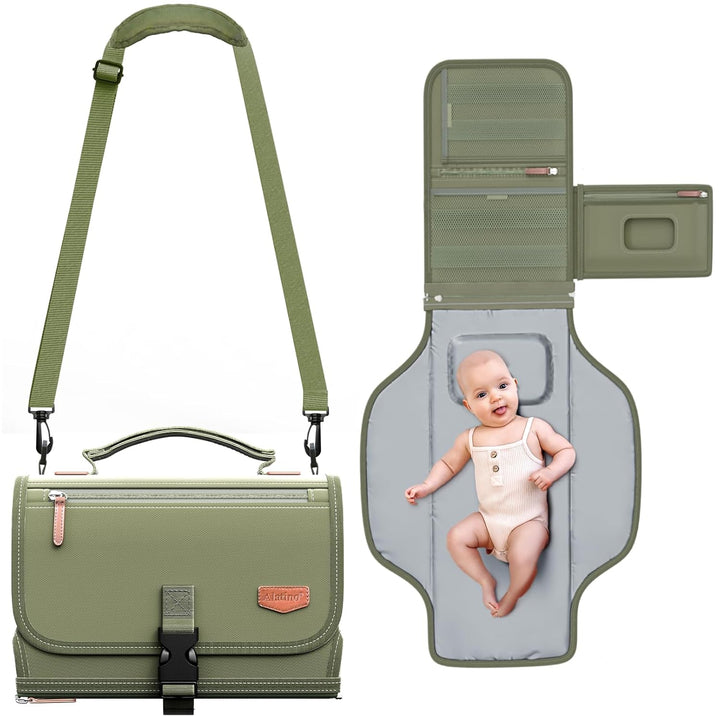 Portable Diaper Changing Pad for Baby, Detachable Travel Changing Pad with Baby Wipes Pocket, Gifts for Baby Shower, Newborn Girls and Boys (Grey)
