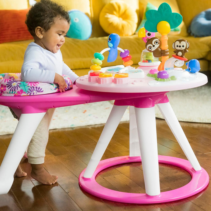 around We Go 2-In-1 Baby Walker, Discovery Activity Center and Table, Tropic Coral, Ages 6 Months+