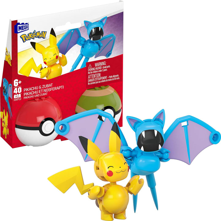 MEGA Pokémon Building Toys Set Squirtle & Cubone with 45 Pieces, 2 Poseable Characters and Poké Ball, 2 Inches Tall, for Kids