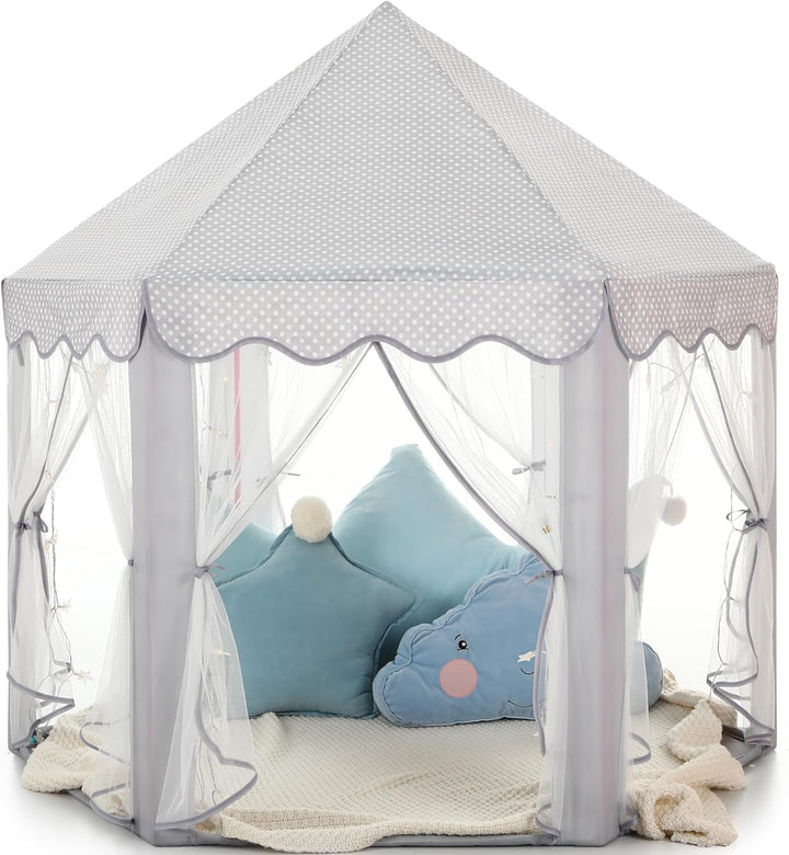 Princess Tent Girls Large Playhouse Kids Castle Play Tent with Star Lights Toy for Children Indoor and Outdoor Games, 55'' X 53'' (Dxh)