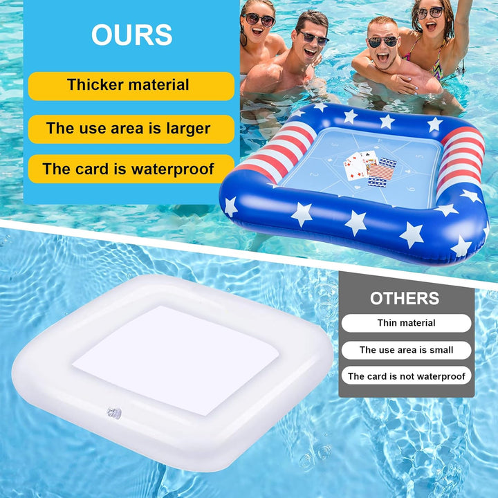 Large Inflatable Card Table for Pool with Waterproof Playing Cards - 41 Inches Waterproof Playing Cards for Pool Floating Games Table for Pools Summer Party Outdoor Beach Party
