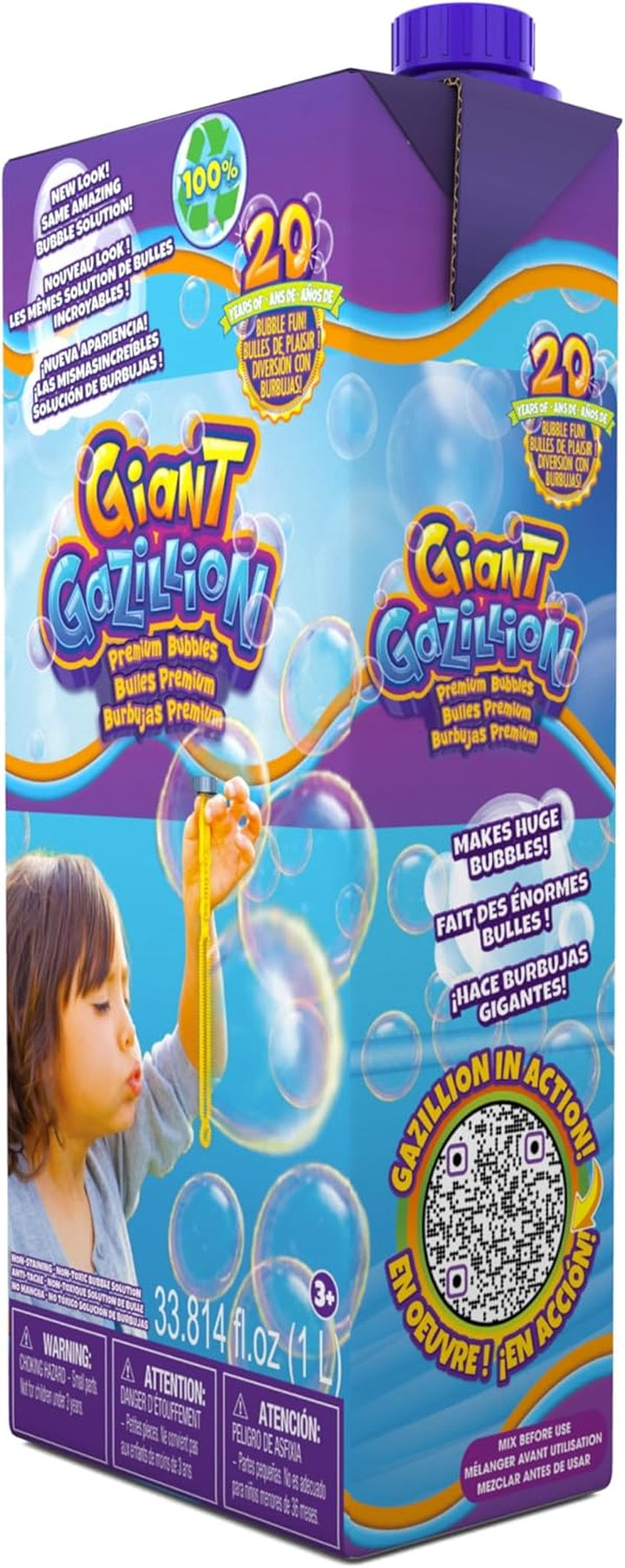 Bubbles Giant Bubbles 1L Box: Giant, Vibrant, and Safe Bubbles with Eco-Friendly Packaging