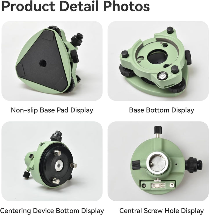 Surveying Tribrach and Adapter, Green Three-Jaw RTK Base with Optical Plummet, 5/8″ Thread for GNSS GPS RTK & Total Station Prism Optical Targeting Base