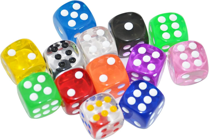 10-Pack D6 Six Sided 16Mm Transparent Dice Die for DND, MTG, RPG, Tenzi, Yahtze, Bunco, Table Borad Games, Math Teaching