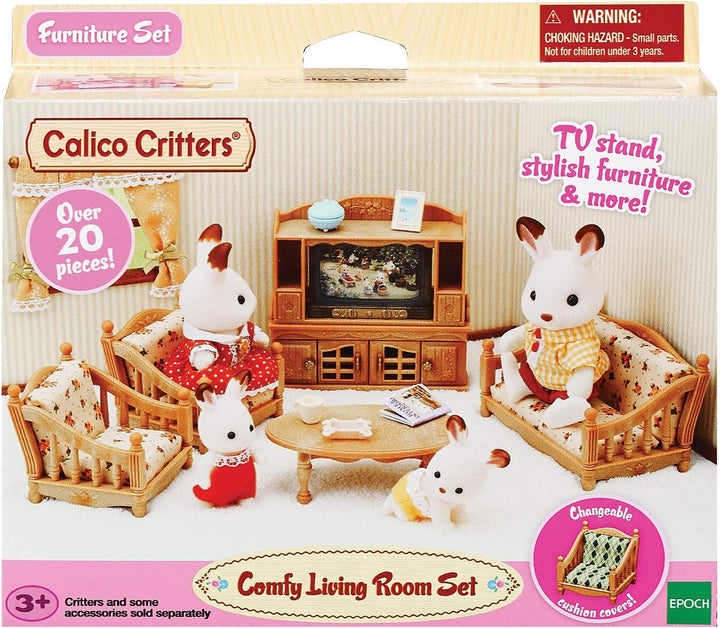Comfy Living Room Set - Toy Dollhouse Furniture & Accessories Set for Ages 3+