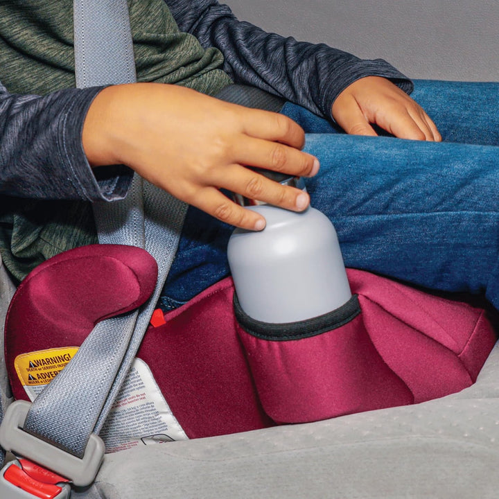 Solana, No Latch, Single Backless Booster Car Seat, Lightweight, Machine Washable Covers, Cup Holders, Pink