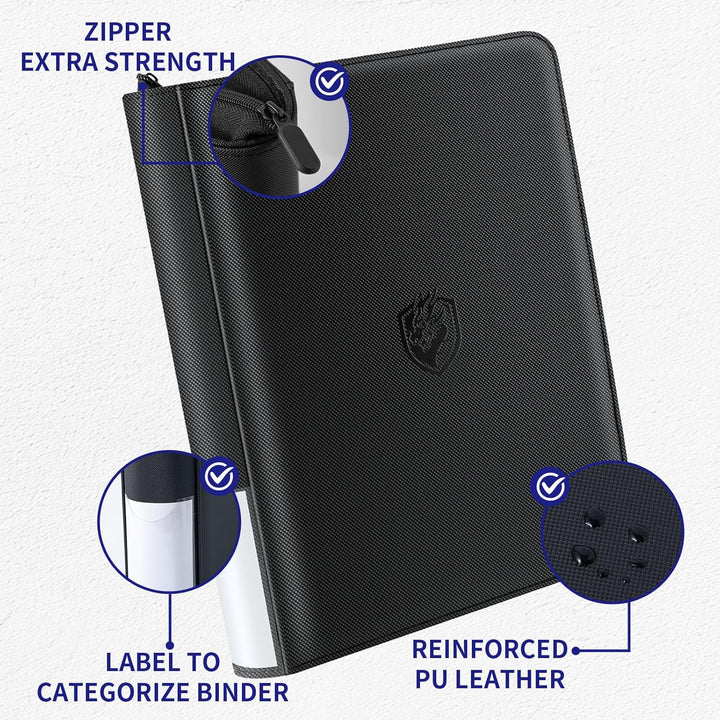 Toploader Binder Holds 324 Toploaders | 20 Toploaders |Waterproof PU Leather + Anti-Yellowing PP Inserts | Ridge Tab Sorting Portable Top Loader Binder for Cards (For Sports/Game Cards)