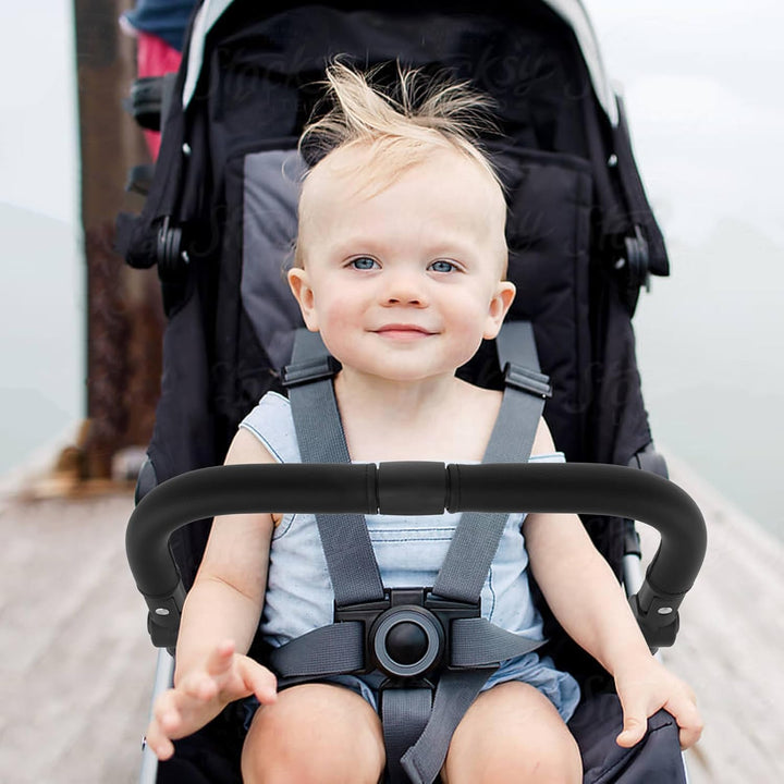 Universal Stroller Bumper Bar Angle Adjustable Armrest Stroller Handle Multifunctional Stroller Bar Removable Stroller Crossbar for Bbz Yoyo, Yoyo 2, and Yoyo+, Black Pu Leather