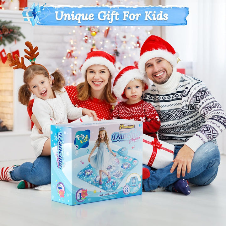 Dance Mat Toys Girl Gift: 8-Button Frozen Dance Pad Wireless Bluetooth Electronic Dance Game for Kids with 4 Game Modes LED Light Built-In Music Birthday Gifts for 3 4 5 6 7 8 9 10+ Years Old Girls