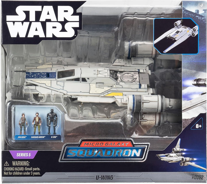 Star Wars Micro Galaxy Squadron U-Wing Starfighter - 12-Inch Vehicle with Foldout Wings, Troop Bay, Sniper Gun, and Three 1-Inch Micro Figure Accessories