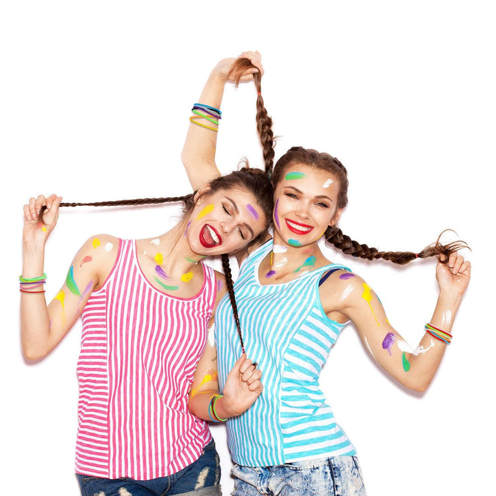 100 Pcs 80S Multicolor Silicone Jelly Rubber Bracelets Hair Ties Women, Mixed Style, Random Color