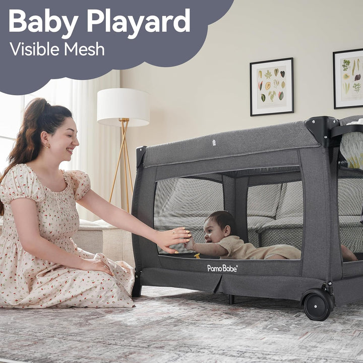 Portable Playpen Foldable Playard for Baby and Toddler Mattress, Changing Table for Newborn Portable Playard