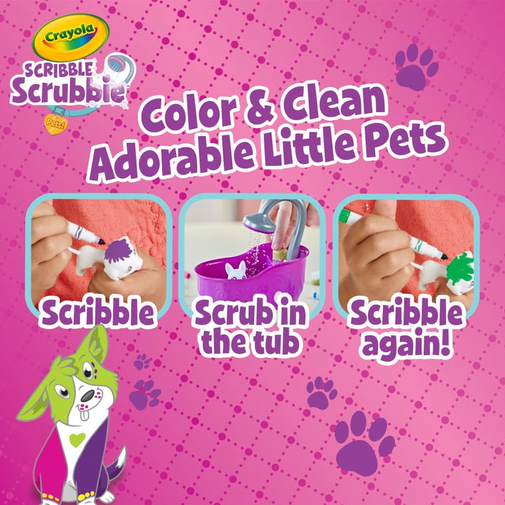 Scribble Scrubbies Tub Set (4 Pets), Washable Pet Care Toy, Coloring Animal Craft, Toys for Girls & Boys, Gifts for Kids, Ages 3+
