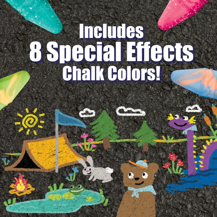 Ultimate Washable Chalk Collection (64Ct), Bulk Outdoor Sidewalk Chalk for Kids, Anti-Roll Sticks, Recess Toys for Kids, Back to School Gifts