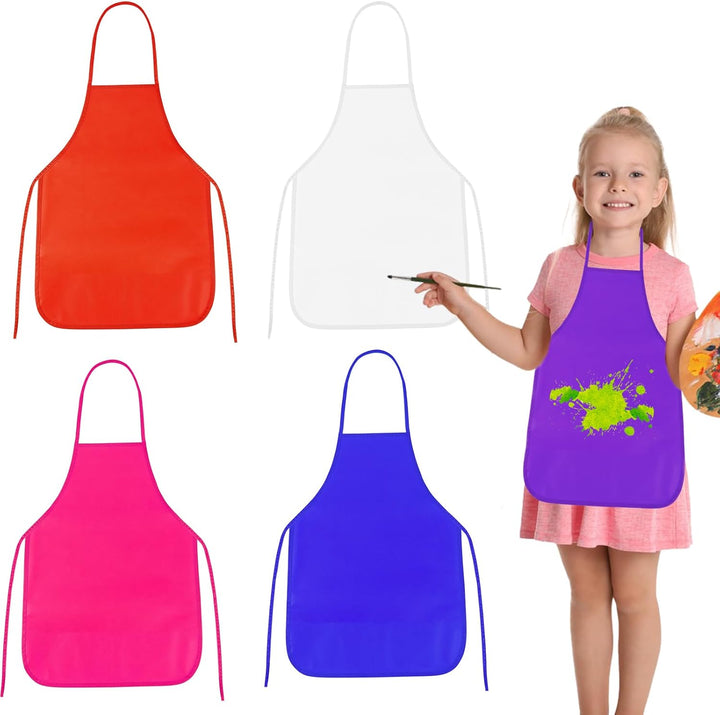 8 Pcs Kids Apron Painting Aprons, Kids Aprons for Painting Art Apron Smocks Bulk for Art Activity Craft Home Kitchen Classroom Party Supplies