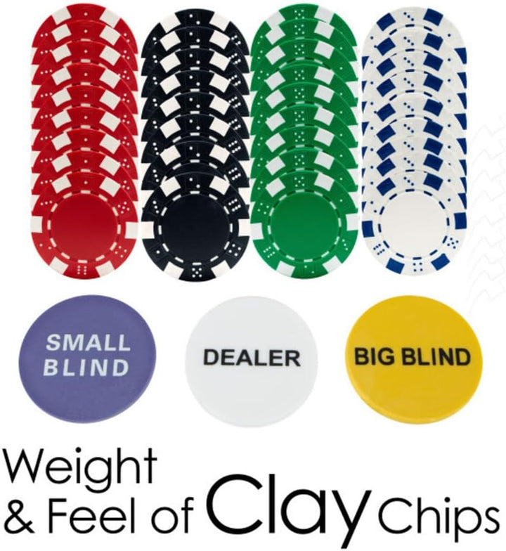 Poker Chip Set - 11.5G Poker Set with Cards, Buttons, Carrying Case, and 500 Poker Chips for Texas Hold'Em and Blackjack Games by