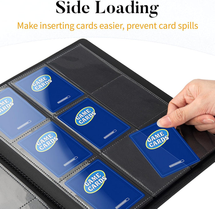 Heavy Duty Card Binder,  9 Pocket Trading Card Binder Holds 360 Cards, Sleek Side-Loading Card Album, Sturdy Card Collection Folder for TCG, MTG, Yugioh, Other Game Cards, Sport Cards, Black