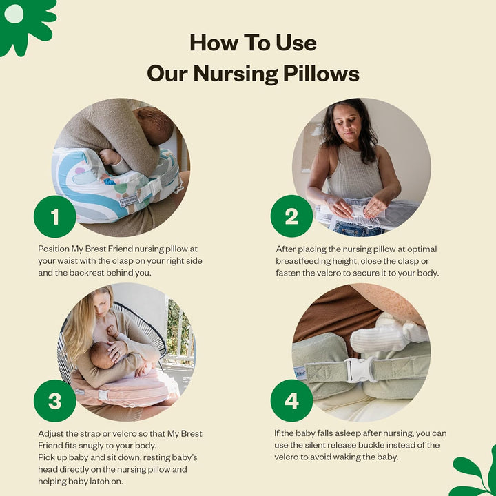 Organic Cotton Deluxe Nursing Pillow Cover - Slipcovers for Baby - Adjustable Fit, Easy Care, Durable - Original Nursing Pillow Not Included, Organic Cream