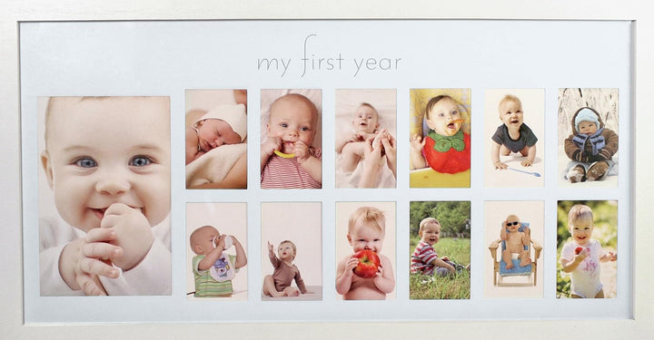 | Baby'S First Year Frame | Collage Frame for Baby in White | 12 Month Picture Frame | Milestone Photos | First Year Picture Mat | My First Year Photographs