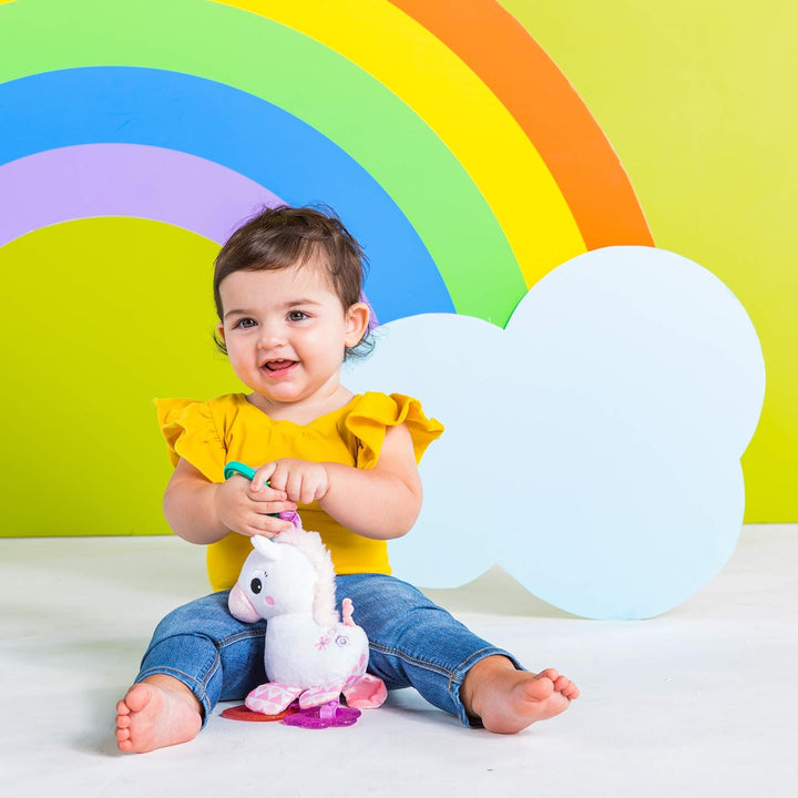 Unicorn Sparkle & Shine Plush Take-Along Stroller or Carrier Toy, Ages 0 Month+, Pink