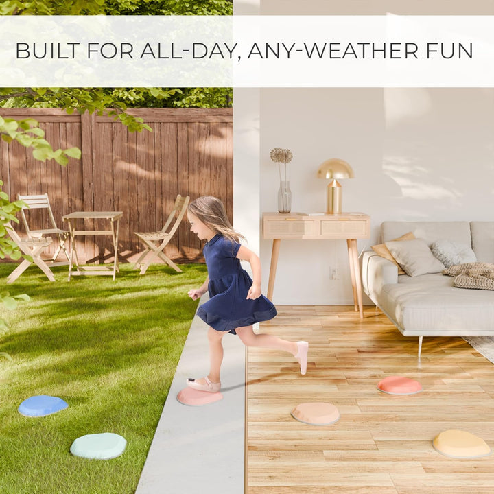 Fun Stepping Stones for Kids – Engaging Indoor & Outdoor Activity for Toddlers | Non-Slip Balance & Coordination Obstacle Course | Sensory Play Set of 6 for Ages 1-4