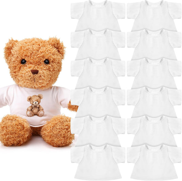 12 PCS Stuffed Bear Clothes Shirt Stuffed Animal Clothes Plush Doll Tshirts Classic Plush Bear Shirts Fit 8-12 Inches Stuffed Bear Dolls
