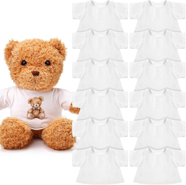 12 PCS Stuffed Bear Clothes Shirt Stuffed Animal Clothes Plush Doll Tshirts Classic Plush Bear Shirts Fit 8-12 Inches Stuffed Bear Dolls