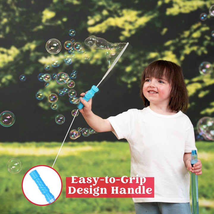14.6’’ Big Bubble Wands for Kids, 6 PCS Bubble Wand with Refill Solution for Summer Toy Party Favor, Outdoors Toy Activity, Easter Basket Stuffers, Birthday Gift