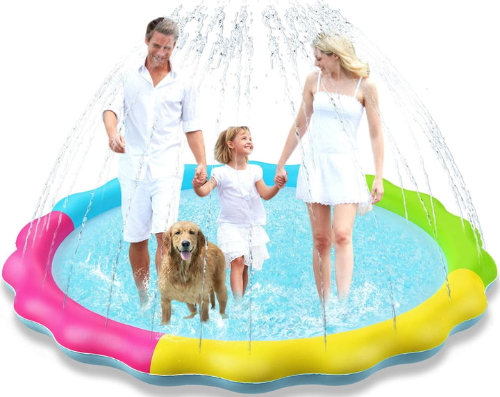 Splash Pad Sprinkler for Kids Splash Play Mat Outdoor Water Toys Inflatable Splash Pad Baby Toddler Pool Boys Girls Children outside Backyard Dog Sprinkler Pool Age 1 2 3 4 5 6 7 8 9 M