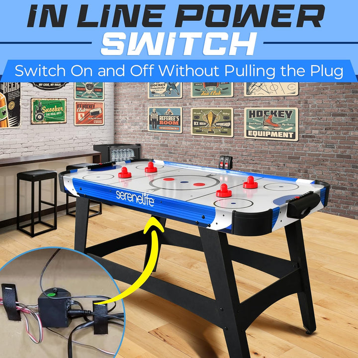 54" Air Hockey Game Table with 2X Stronger Motor, Light-Up Scoreboard, AC in Line Power Switch Includes 2 Pucks, 2 Pushers