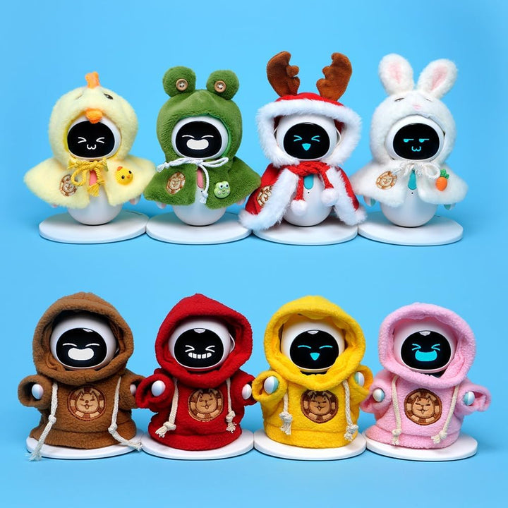 Cape & Hoodie Outfit Set for Eilik - 4 Pcs Furry Hoodie in Four Colors & 4 Pcs Furry Pet Cape in Four Styles. Ideal for Dressing Eilik and Other Suitable Toys.