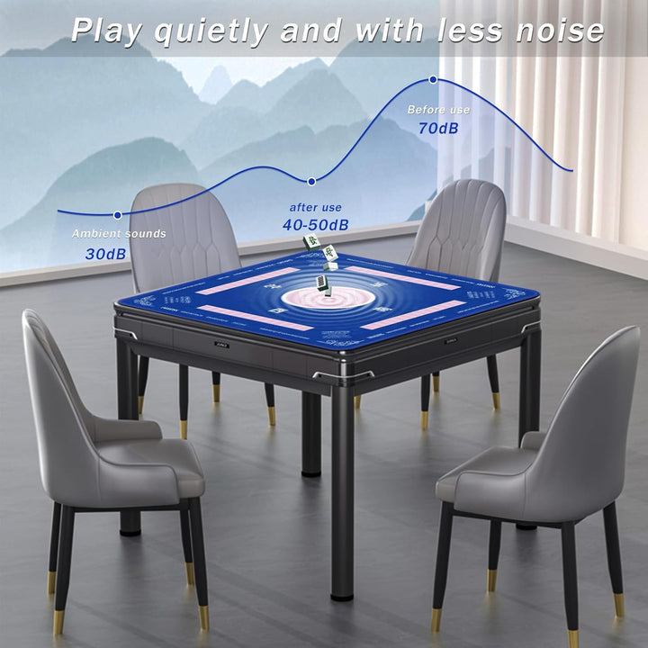Mahjong Mat - Non-Slip Noise Reduction Gaming Mat 32.4X32.4 Inch for Mahjong/Poker/Board Games/Card Games/Dominoes (Blue)