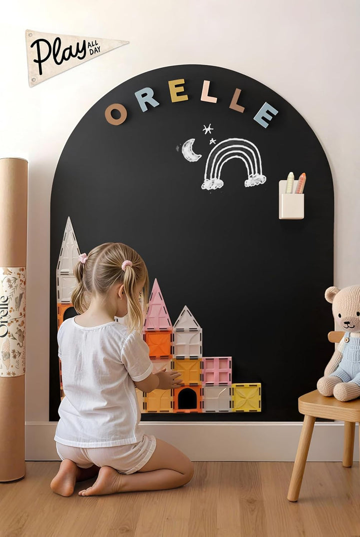 Magicwall | Magnetic Wall Decal Arch | Peel and Stick Magnetic Chalkboard for Wall | Kids Wall Decals | Playroom Essentials | Includes Chalk & Holder | Midi | 20 X 26 | Pink