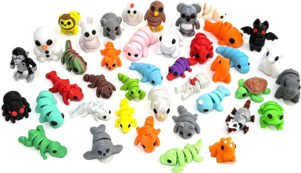 41Pcs Mini Animal Figurines Set,3D Printed Little Animals Articulated Flexible Fidget Toy,Mini Animal Figurines Toy,Cute Animal Toys for Home, Office, Decor