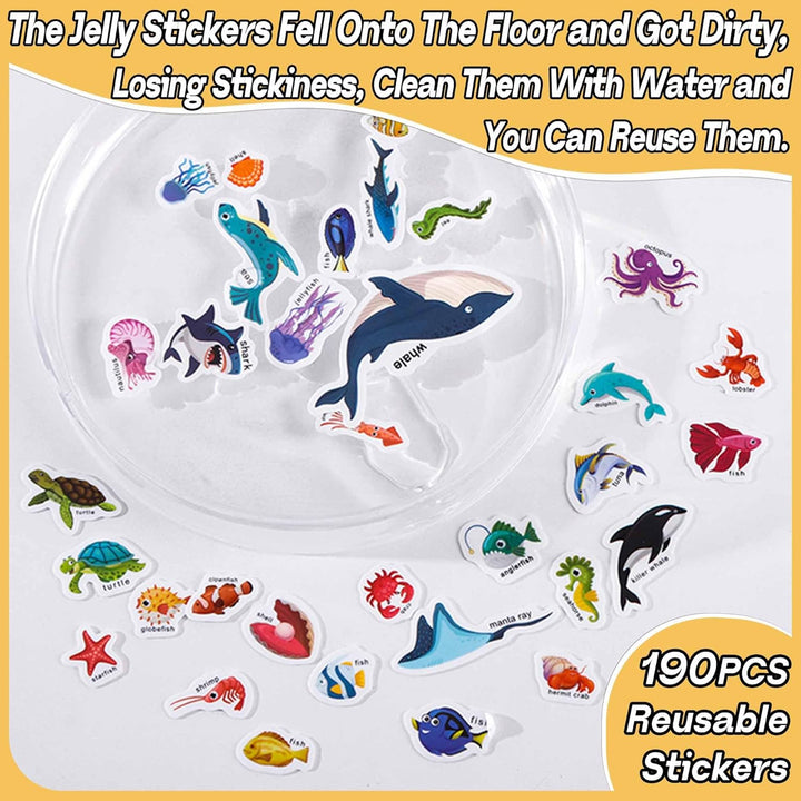 6 Sets Reusable Sticker Books for Toddlers 1-3, Jelly Sticker Books for Toddlers 2-4 Years, Toddler Travel Toys for Kids 2 3 4 Year Old Girls Boys