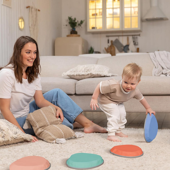 Fun Stepping Stones for Kids – Engaging Indoor & Outdoor Activity for Toddlers | Non-Slip Balance & Coordination Obstacle Course | Sensory Play Set of 6 for Ages 1-4