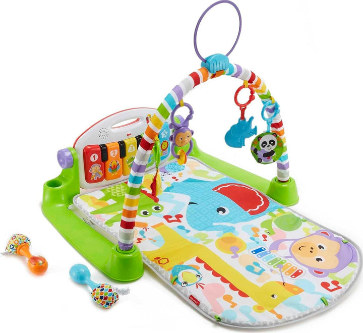 Baby Playmat Deluxe Kick & Play Piano Gym for Learning & 2 Maracas Soft Rattles for Newborn to Toddler Play Ages 0+ Months