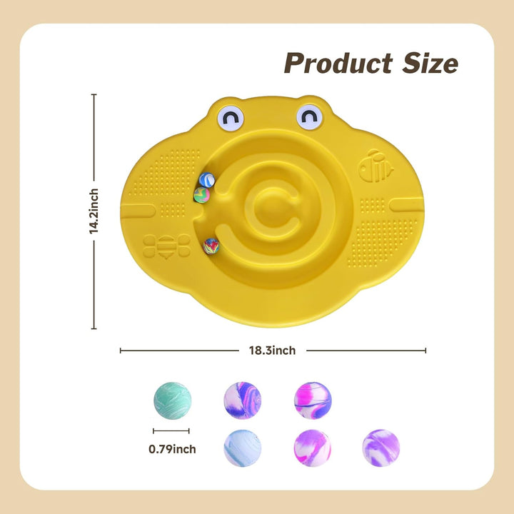 Wobble Balance Board for Kids – Yellow Frog Design with Maze Track & Balls | Dual-Sided Sensory Rocker Board | Non-Slip Tactile Surface | Supports up to 200Lbs | Perfect for Toddlers & Parent-Child Play