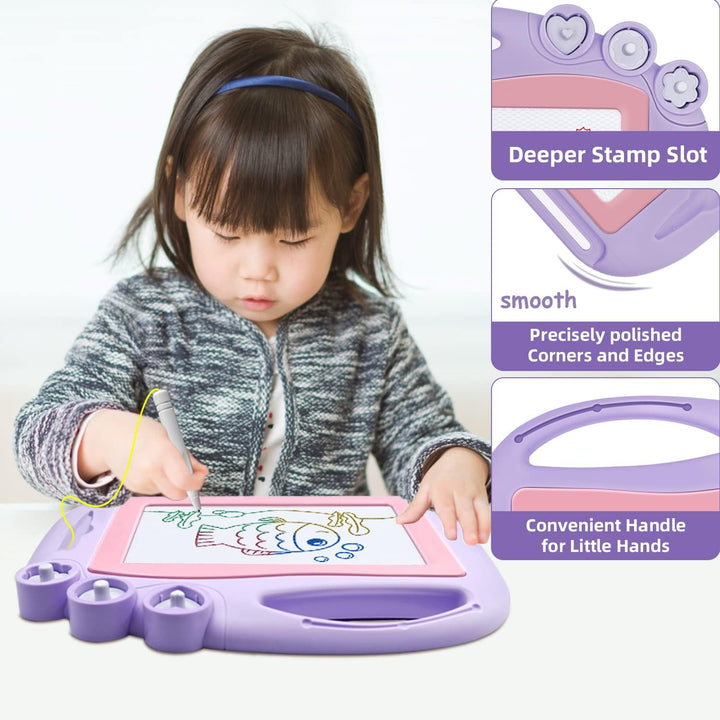 Magnetic Drawing Board Toddler Toys for Girls Gifts, Erasable Sketch Writing Doodle Pad Travel Games for Kids in Car, Early Education Learning Skill Development Toys for Kids Toddlers