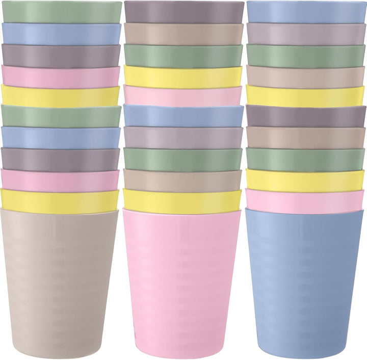 36Pcs Kids Cups 8 Oz Unbreakable Plastic Stackable Juice Reusable Tumblers Bulk Plastic Drinking Cups for Toddlers Baby Kids, Dishwasher Safe, 6 Colors(Bright Colors)