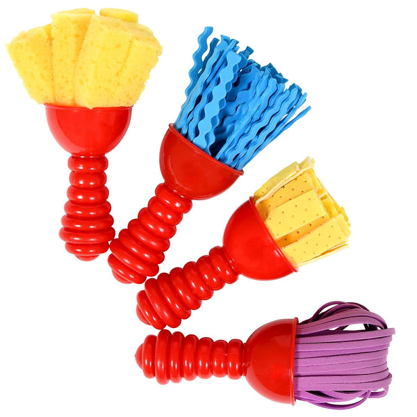 Textured Art Tools - Set of 4 - Jumbo Paint Brushes for Toddlers and Kids - Set 2 - DIY Patterns and Effects, Plastic, Multicolor