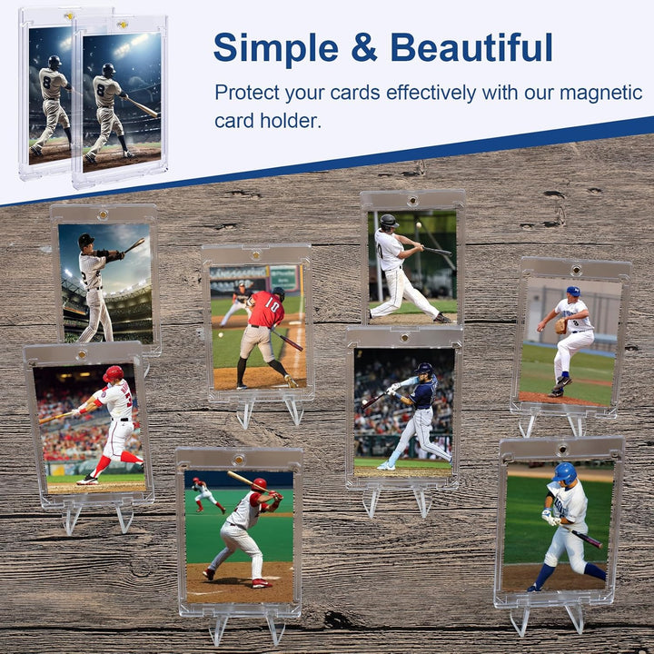 8 Pack Magnetic Card Holders, 35PT Plastic One Touch Card Holder for Baseball Cards, U-V Protection Trading Cards Case for Sports, Football, Games - Standard Size Display