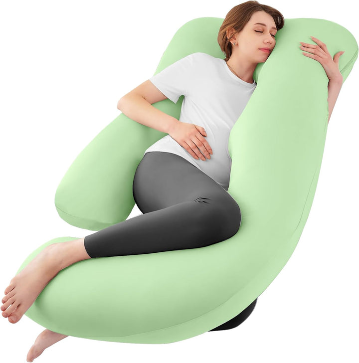 Pregnancy Pillows for Sleeping, U Shaped Cooling Full Body Pillow with Removable Cover, Pregnant Women Must Haves, Maternity Essential, Light Grey