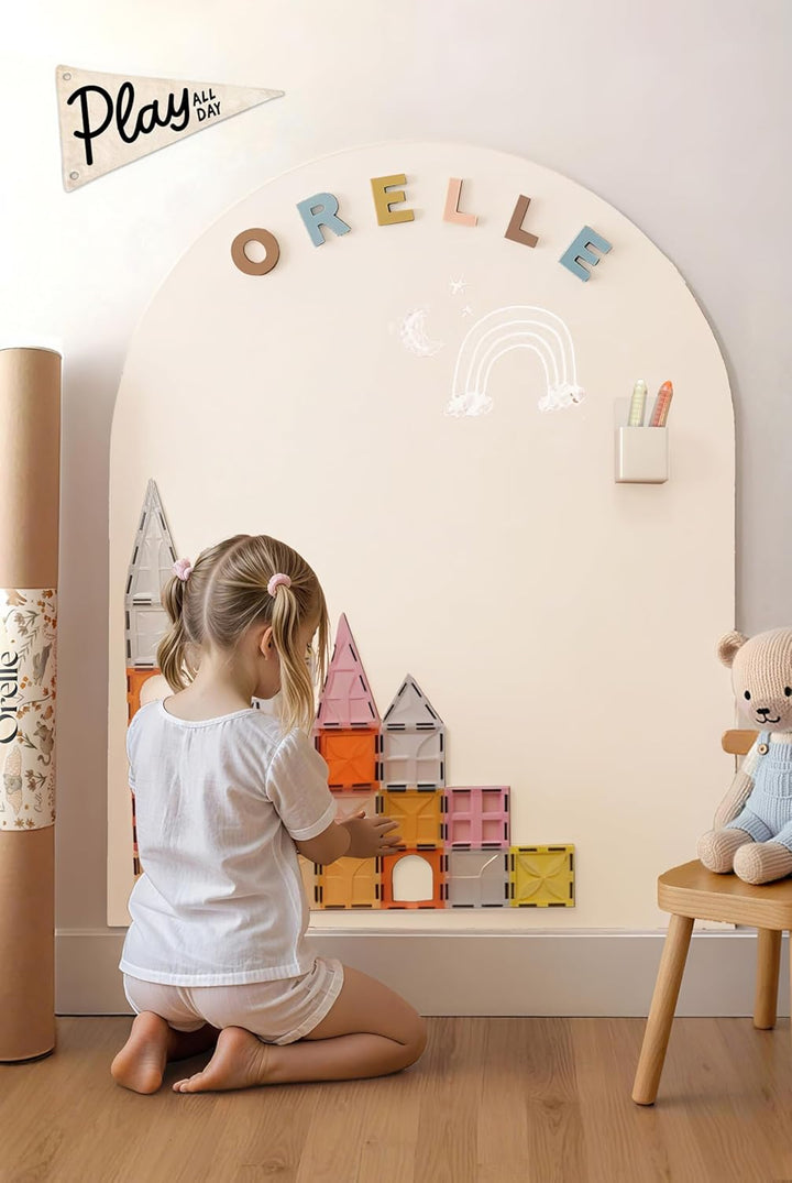 Magicwall | Magnetic Wall Decal Arch | Peel and Stick Magnetic Chalkboard for Wall | Kids Wall Decals | Playroom Essentials | Includes Chalk & Holder | Midi | 20 X 26 | Pink