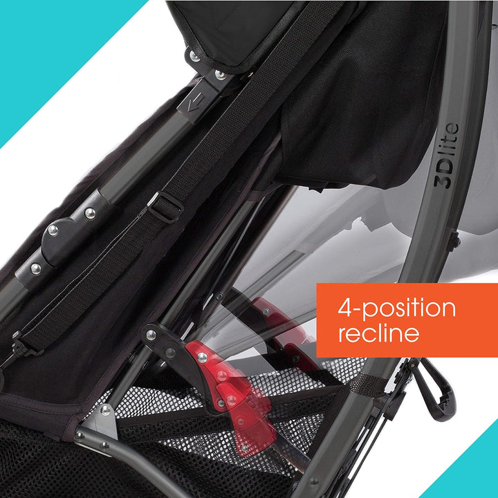 Ingenuity 3Dlite Convenience Stroller,Jet Black–Lightweight Stroller with Aluminum Frame,Large Seat Area, 4 Position Recline, Extra Large Storage Basket– Infant Stroller for Travel&More