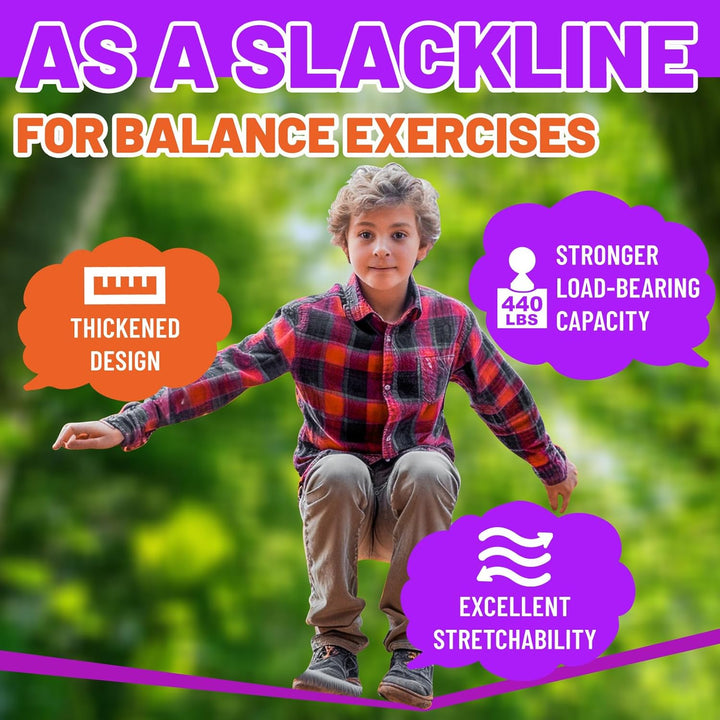 Zipline Kit for Kids and Adutls, Stainless Steel Pulley,Slackline 56Ft with Zipline,Zip Lines for Backyard，Zip Line Kit with Climbing Rope Swing