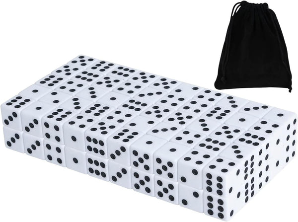 50 Pack 16MM White Dice - Six Sided Standard Opaque White Dice with Black Pips Dots for Board Games