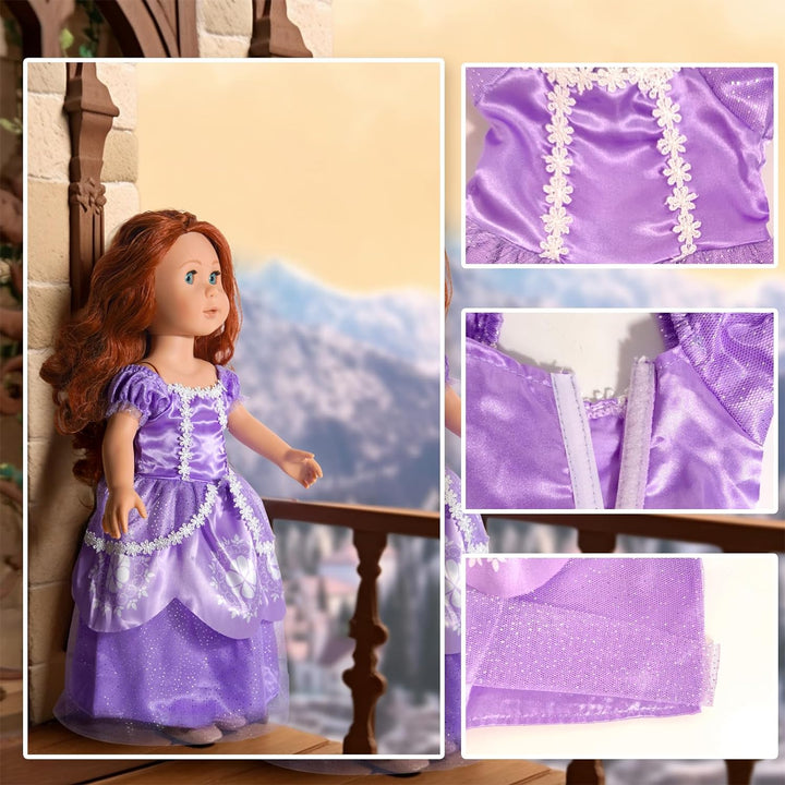 18 Inch Doll Clothes Accessories - 6Pcs Different Princess Costume Dress（No Doll）