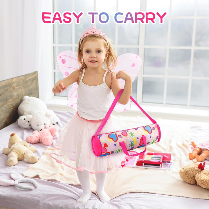 Baby Doll Crib with Storage Bag,Foldable Playpen Baby Doll Bed for 17-21" Reborn Dolls, Reborn Babies Dolls Accessories for Girls Age 3+,Pack N Play Toy Gift for Kids,Pink